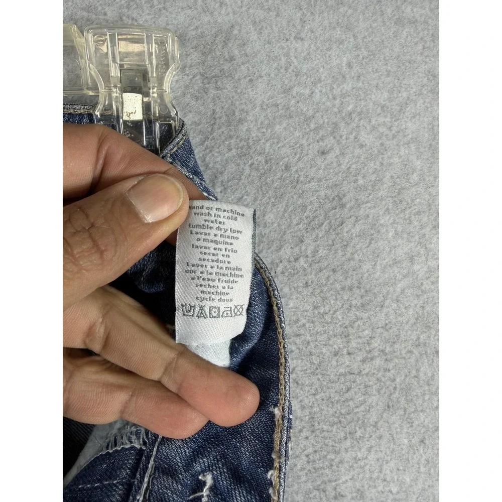 Baker Street Jeans‎ Juniors 1 Blue Bootcut Stretch Rhinestone Studded Distressed